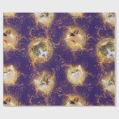 Verziert Floral Damask Niedlich Kitty Cat - Royal  Geschenkpapier (Flach)