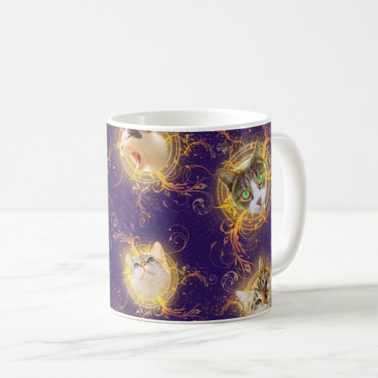 Verziert Floral Damask Niedlich Kitty Cat - Royal Kaffeetasse (VorderseiteRechts)