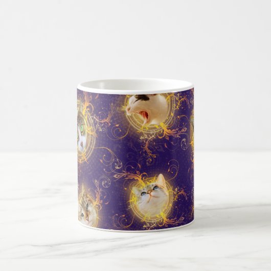 Verziert Floral Damask Niedlich Kitty Cat - Royal Kaffeetasse (Mittel)