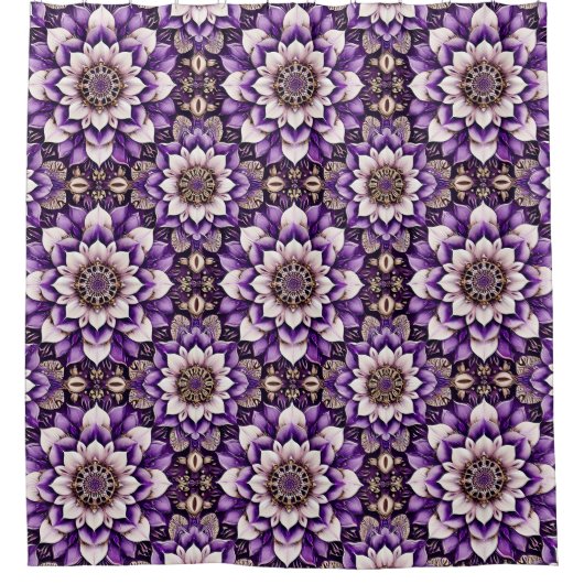 Verziert Floral Mandala Design Duschvorhang (Vorderseite)