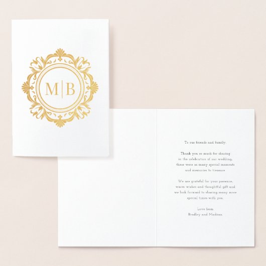 Verziert Floral Monogram Wedding Vielen Dank Folienkarte (Anzeige)