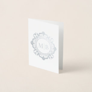 Verziert Floral Monogram Wedding Vielen Dank Folienkarte