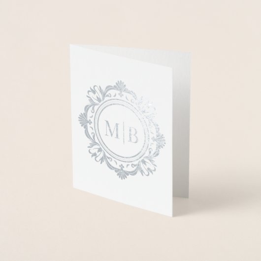 Verziert Floral Monogram Wedding Vielen Dank Folienkarte (Vorderseite)
