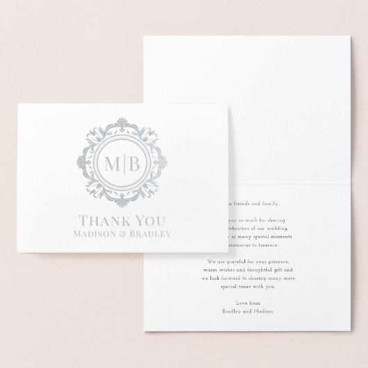 Verziert Floral Monogram Wedding Vielen Dank Folienkarte (Anzeige)