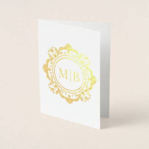Verziert Floral Monogram Wedding Vielen Dank Folienkarte