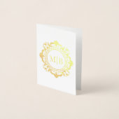 Verziert Floral Monogram Wedding Vielen Dank Folienkarte (Vorderseite)