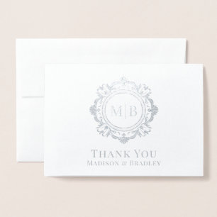 Verziert Floral Monogram Wedding Vielen Dank Folienkarte