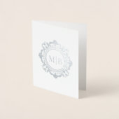 Verziert Floral Monogram Wedding Vielen Dank Folienkarte (Vorderseite)