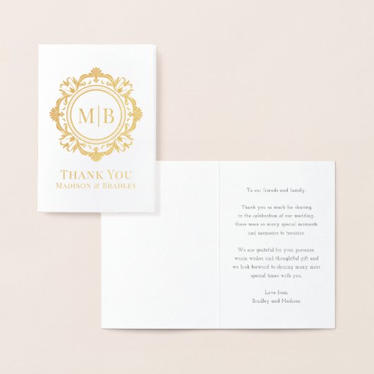 Verziert Floral Monogram Wedding Vielen Dank Folienkarte (Anzeige)