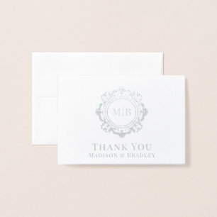 Verziert Floral Monogram Wedding Vielen Dank Folienkarte