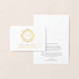 Verziert Floral Monogram Wedding Vielen Dank Folienkarte