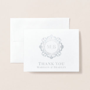 Verziert Floral Monogram Wedding Vielen Dank Folienkarte