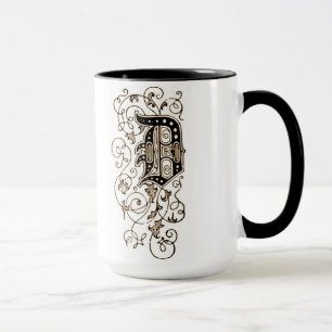 Verziert Floral Monogramm 'D' Tasse