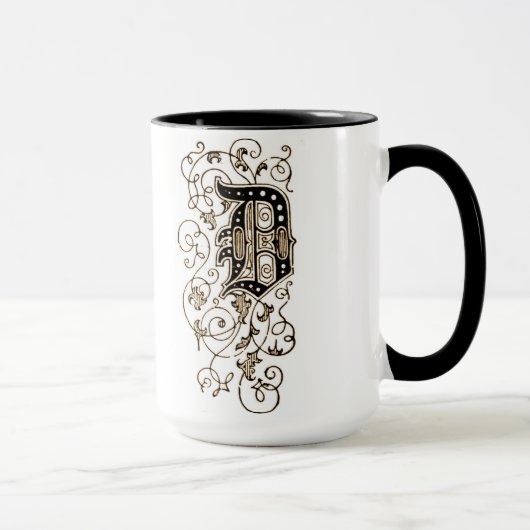 Verziert Floral Monogramm 'D' Tasse (Rechts)