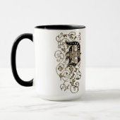 Verziert Floral Monogramm 'D' Tasse (Links)