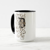 Verziert Floral Monogramm 'D' Tasse (Vorderseite Links)