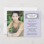 Verziert Frame Lilac Abschluss Einladung (Vorderseite)