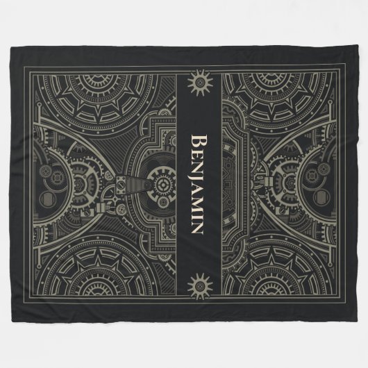 Verziert Gearhead Steampunk Fleecedecke (Vorderseite (Horizontal))