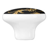 Verziert Geblüht Schwarz und Gold Keramikknauf (Seitenansicht)