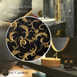 Verziert Geblüht Schwarz und Gold Keramikknauf