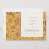 Verziert Gelbes Gelbes Pfau Save the Date Einladung (Vorderseite)