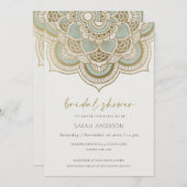 Verziert Gold Aquamarin Mandala Brautparty Einladu Dankeskarte (Vorne/Hinten)