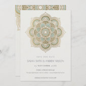 Verziert Gold Aquamarin Mandala Save the Date einl Dankeskarte (Vorne/Hinten)