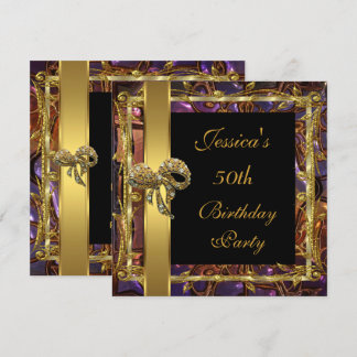 Verziert Gold Black 50. Geburtstag Elegant Einladu Einladung