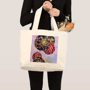 VERZIERT GOLD CHRISTMAS ORNAMENS SECRET SANTA JUMBO STOFFBEUTEL