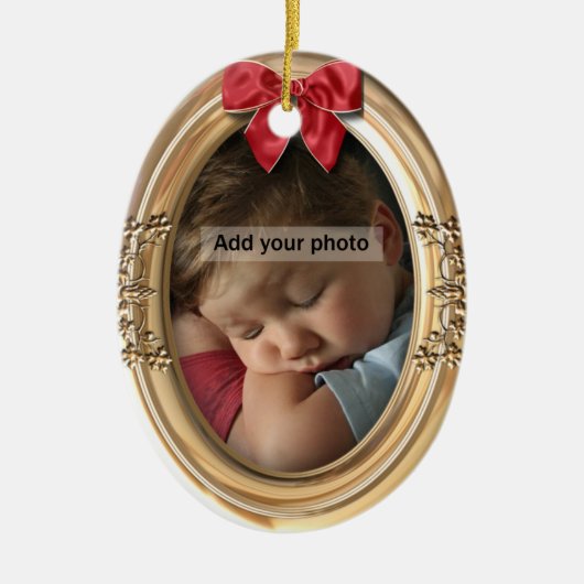 Verziert Gold Foto Ornament (Vorne)