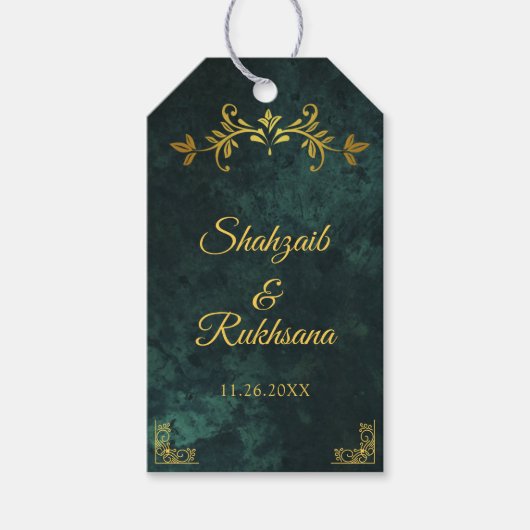 Verziert Gold Frame Emerald Green Vielen Dank für  Geschenkanhänger (Vorderseite)