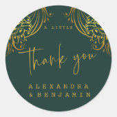 Verziert Gold Frills Wedding a Sweet Vielen Dank Runder Aufkleber (Vorderseite)
