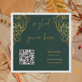 Verziert Gold Frills WiFi Password Wedding Napkins Serviette