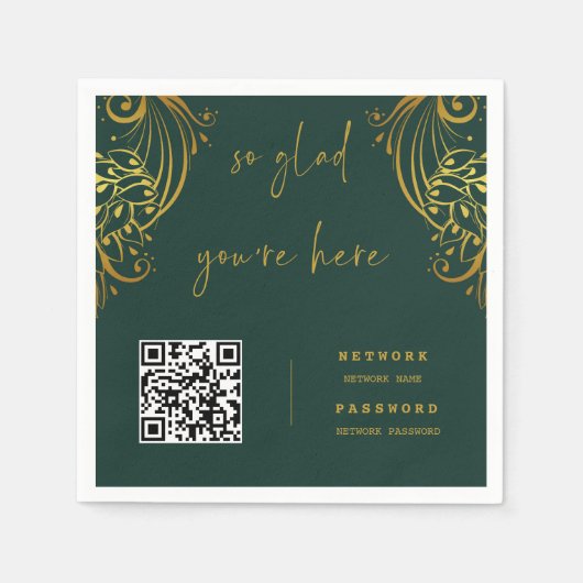 Verziert Gold Frills WiFi Password Wedding Napkins Serviette (Vorderseite)