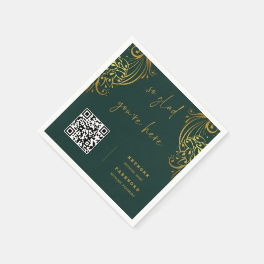 Verziert Gold Frills WiFi Password Wedding Napkins Serviette (Ecke)