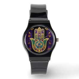 Verziert Gold Third Eye Hamsa Armbanduhr