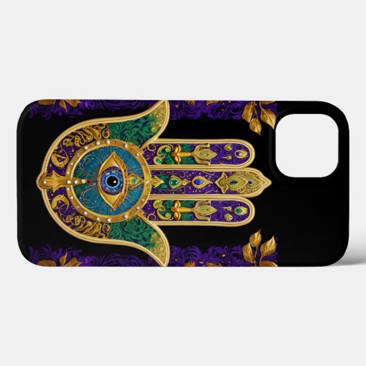 Verziert Gold Third Eye Hamsa Case-Mate iPhone Hülle (Rückseite (Horizontal))