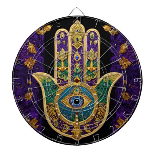 Verziert Gold Third Eye Hamsa Dartscheibe (vorne)