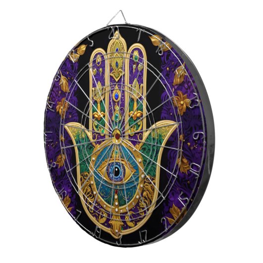 Verziert Gold Third Eye Hamsa Dartscheibe (Vorderseite rechts)