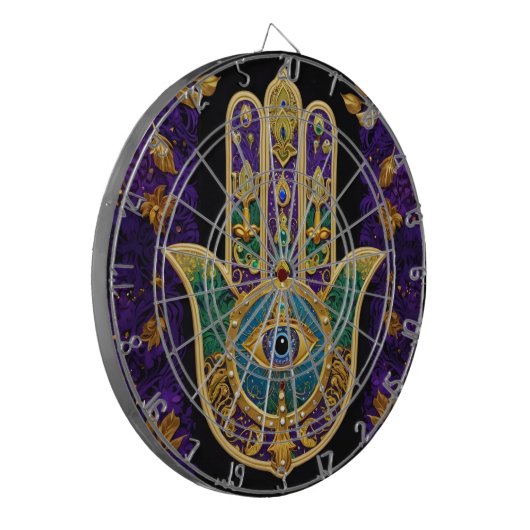 Verziert Gold Third Eye Hamsa Dartscheibe (Vorderseite Links)