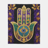 Verziert Gold Third Eye Hamsa Fleecedecke (Vorderseite)