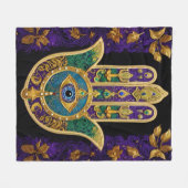 Verziert Gold Third Eye Hamsa Fleecedecke (Vorderseite (Horizontal))