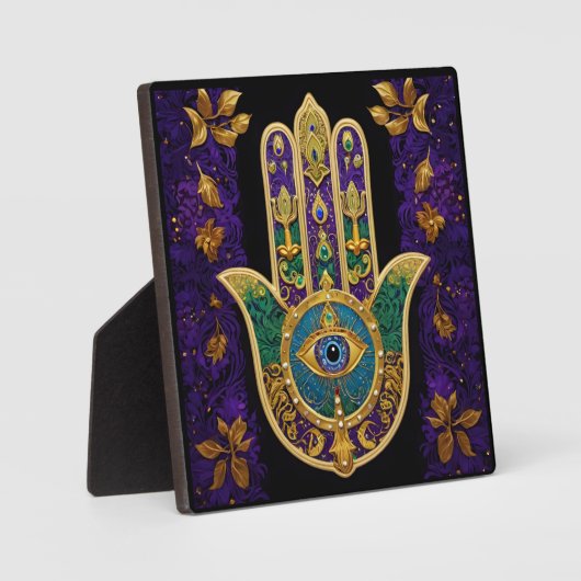 Verziert Gold Third Eye Hamsa Fotoplatte (Vorderseite)