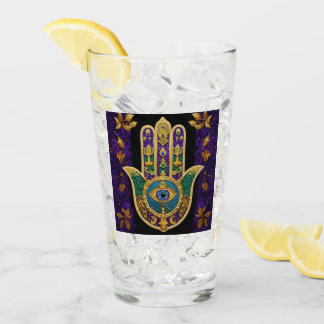 Verziert Gold Third Eye Hamsa Glas