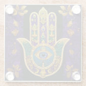 Verziert Gold Third Eye Hamsa Glasuntersetzer (Rückseite)