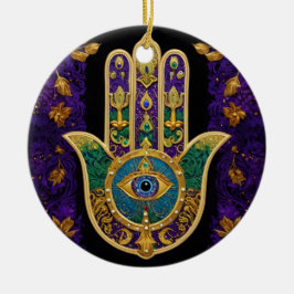 Verziert Gold Third Eye Hamsa Keramik Ornament
