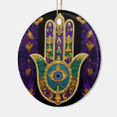 Verziert Gold Third Eye Hamsa Keramik Ornament (Links)