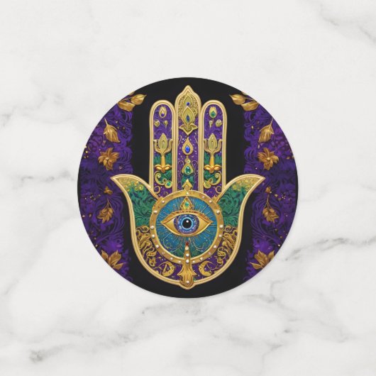 Verziert Gold Third Eye Hamsa Konfetti (Klein Vorderseite)