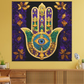 Verziert Gold Third Eye Hamsa Leinwanddruck (Insitu (Wohnzimmer))