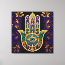 Verziert Gold Third Eye Hamsa Leinwanddruck